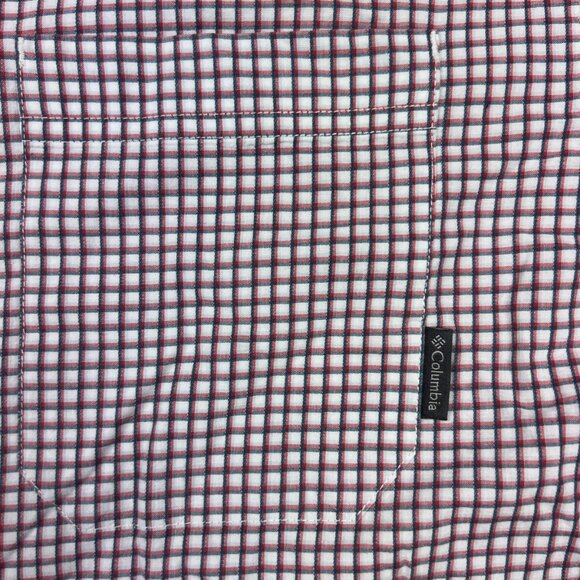 Columbia Button Up Shirt Mens XL Red White Check Short Sleeve Workwear Casual - Picture 2 of 7